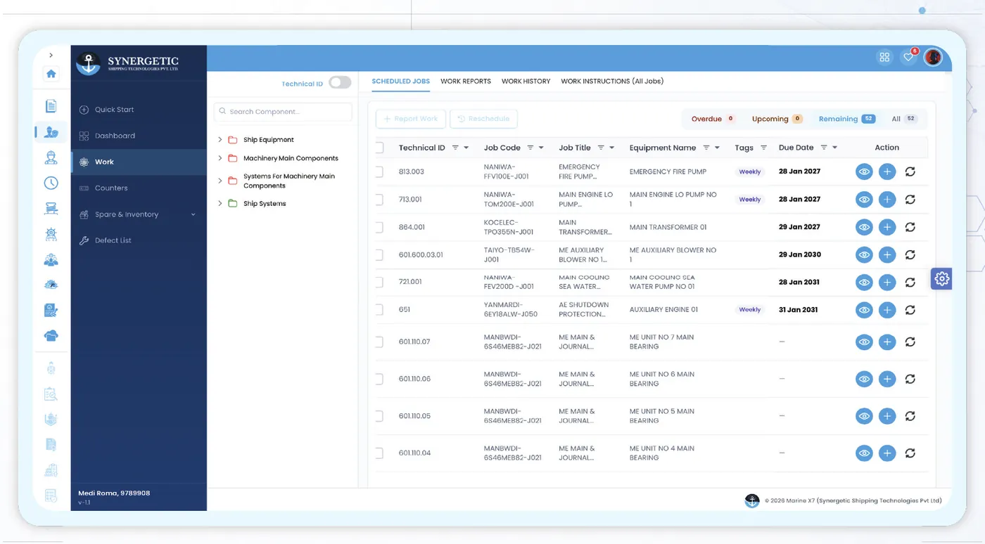 PMS X7 dashboard