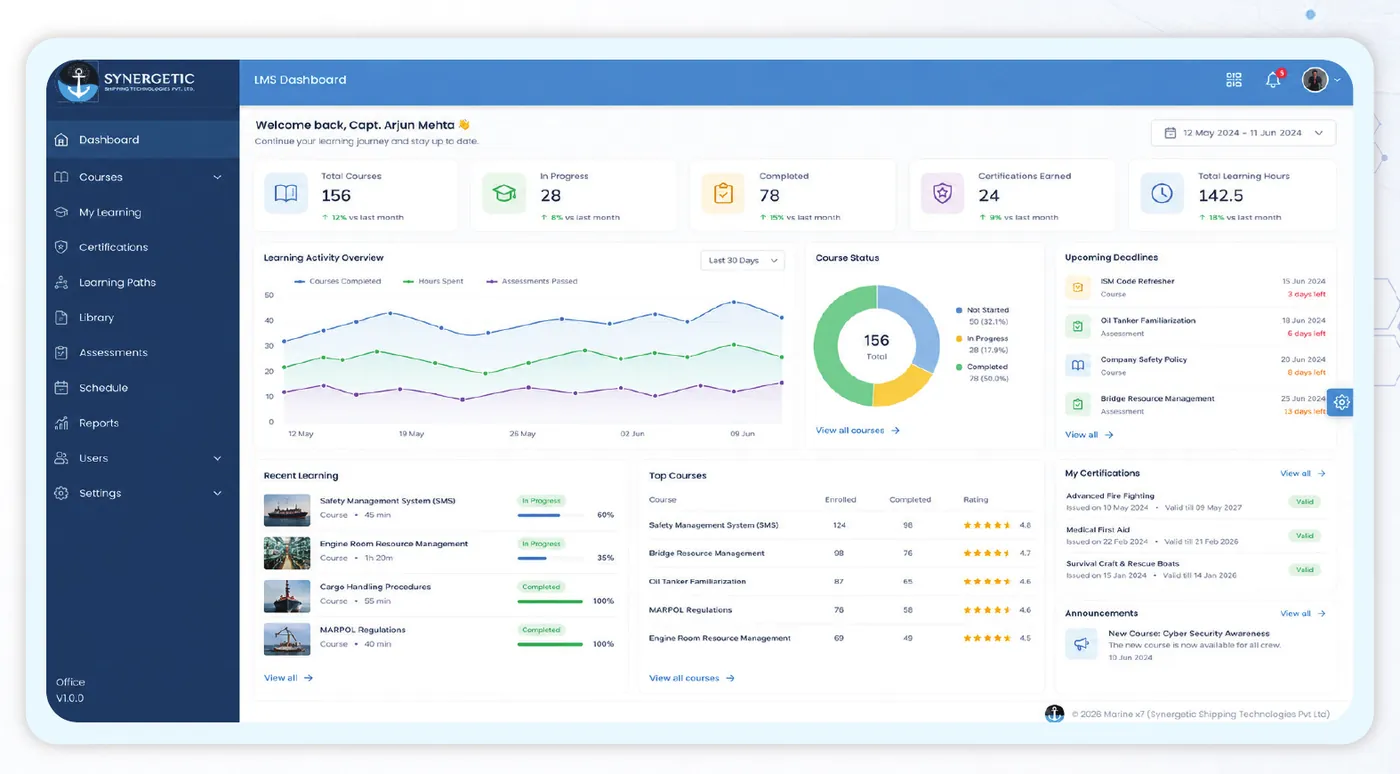 Training X7 dashboard